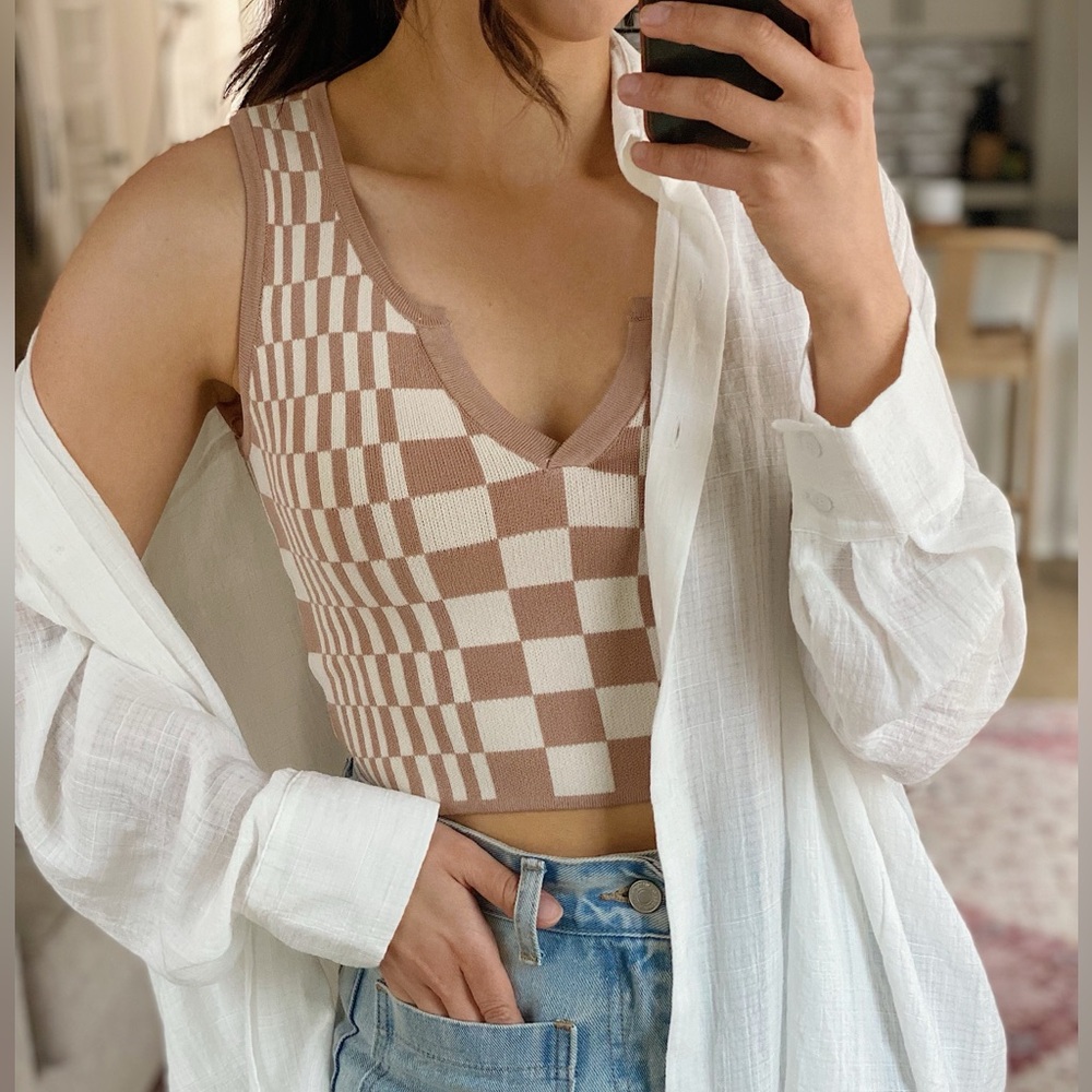 Checkered Cropped Tank